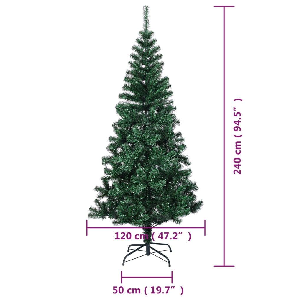 vidaXL Artificial Christmas Tree with Iridescent Tips Green 240 cm PVC - 240 x 120 cm