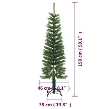 vidaXL Artificial Slim Christmas Tree with Stand 150 cm PE - Green - 150 x 46 cm
