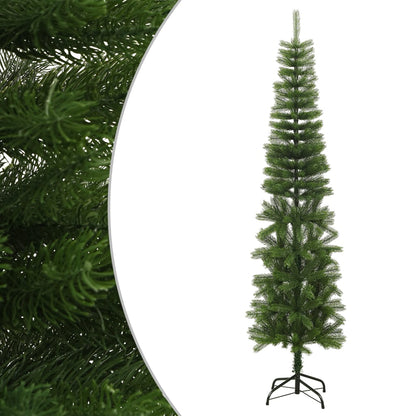 vidaXL Artificial Slim Christmas Tree with Stand 240 cm PE - Green - 240 x 63 cm