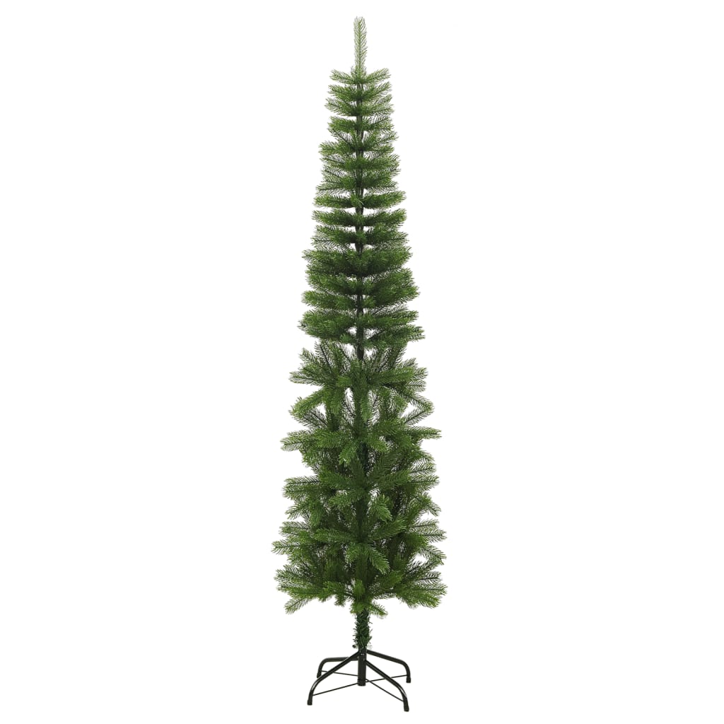 vidaXL Artificial Slim Christmas Tree with Stand 240 cm PE - Green - 240 x 63 cm