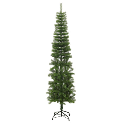 vidaXL Artificial Slim Christmas Tree with Stand 240 cm PE - Green - 240 x 63 cm