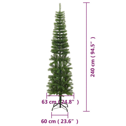 vidaXL Artificial Slim Christmas Tree with Stand 240 cm PE - Green - 240 x 63 cm