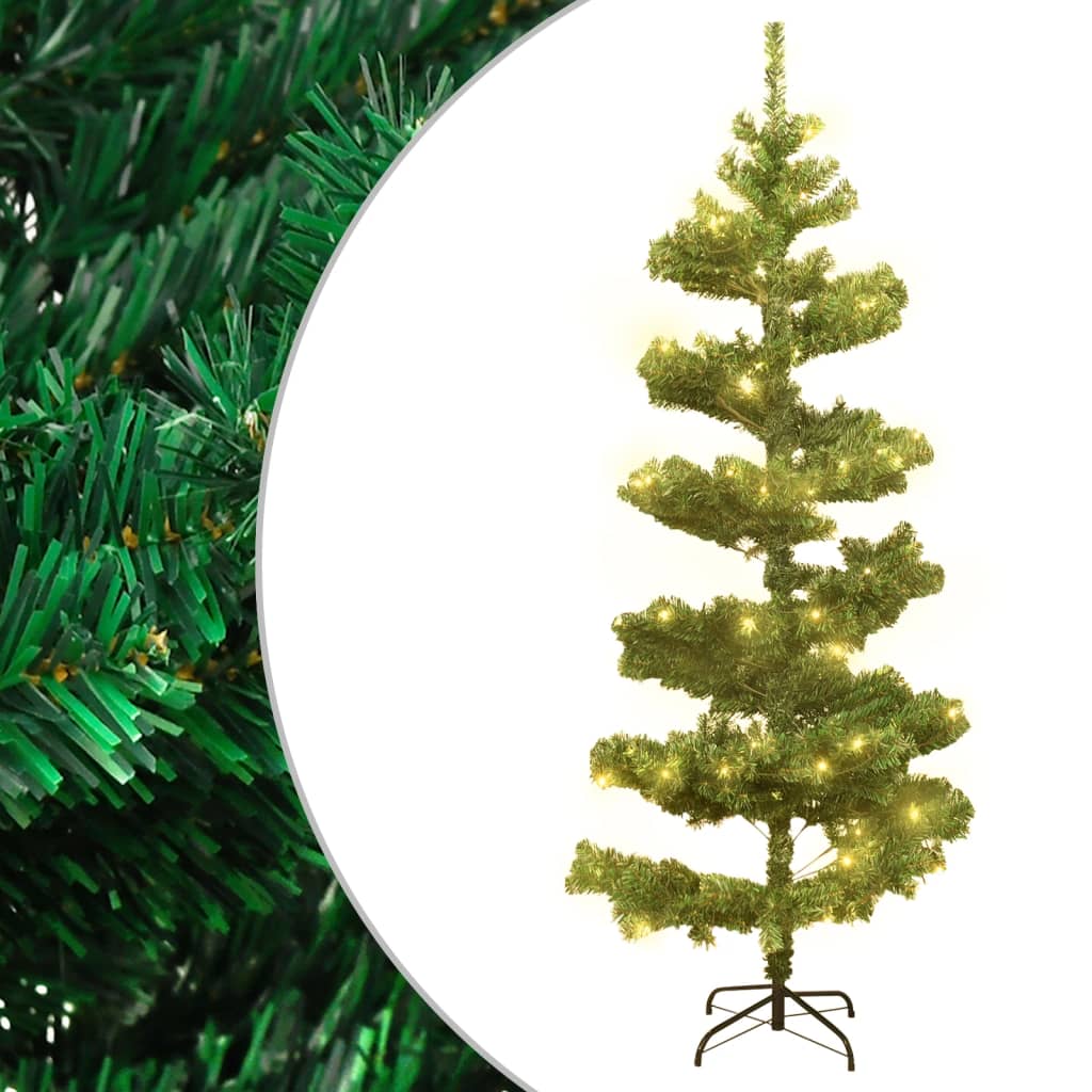 vidaXL Swirl Pre-lit Christmas Tree with Stand Green 150 cm PVC - 150 x 80 cm