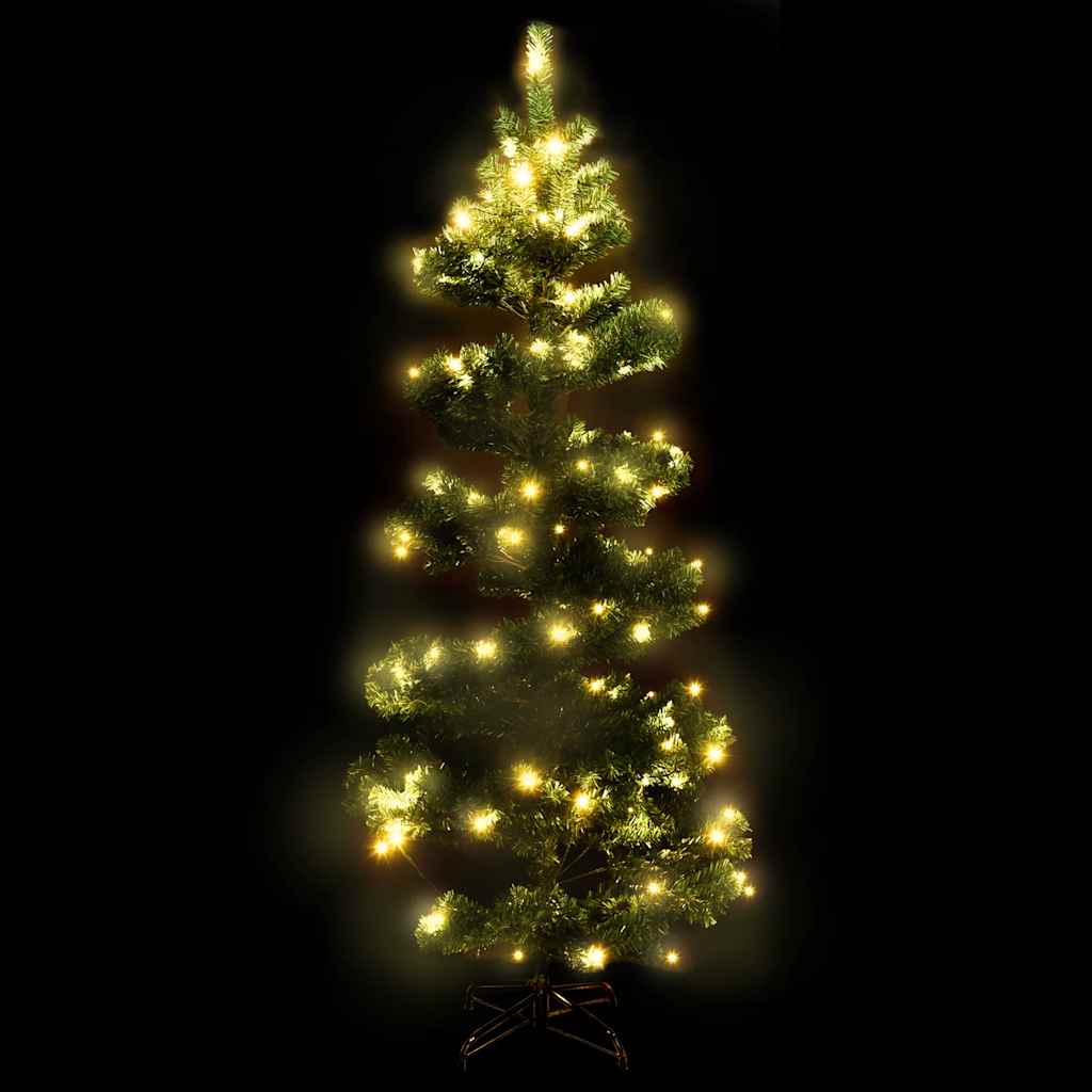 vidaXL Swirl Pre-lit Christmas Tree with Stand Green 150 cm PVC - 150 x 80 cm