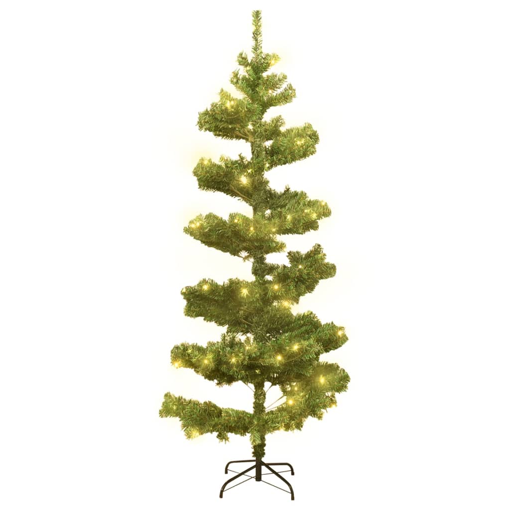 vidaXL Swirl Pre-lit Christmas Tree with Stand Green 180 cm PVC - 180 x 95 cm