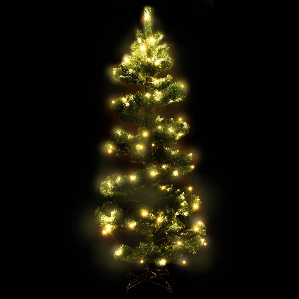 vidaXL Swirl Pre-lit Christmas Tree with Stand Green 180 cm PVC - 180 x 95 cm