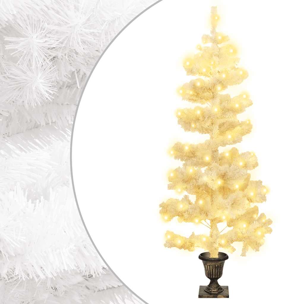 vidaXL Swirl Pre-lit Christmas Tree with Pot White 120 cm PVC - 120 x 65 cm