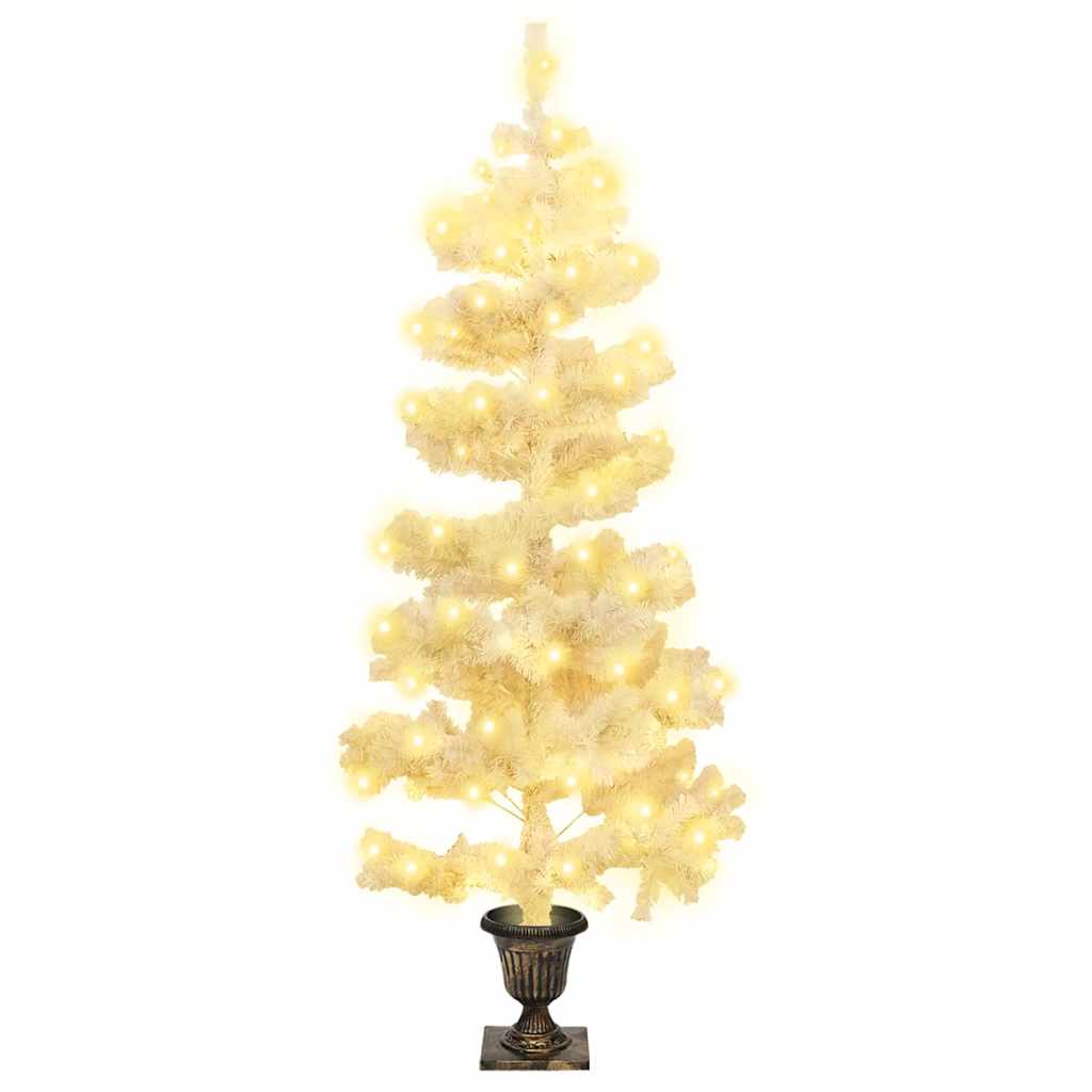 vidaXL Swirl Pre-lit Christmas Tree with Pot White 120 cm PVC - 120 x 65 cm