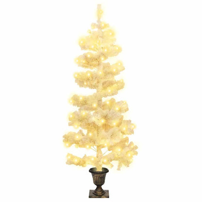 vidaXL Swirl Pre-lit Christmas Tree with Pot White 120 cm PVC - 120 x 65 cm