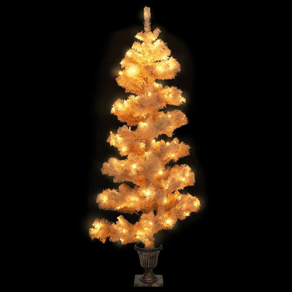 vidaXL Swirl Pre-lit Christmas Tree with Pot White 120 cm PVC - 120 x 65 cm