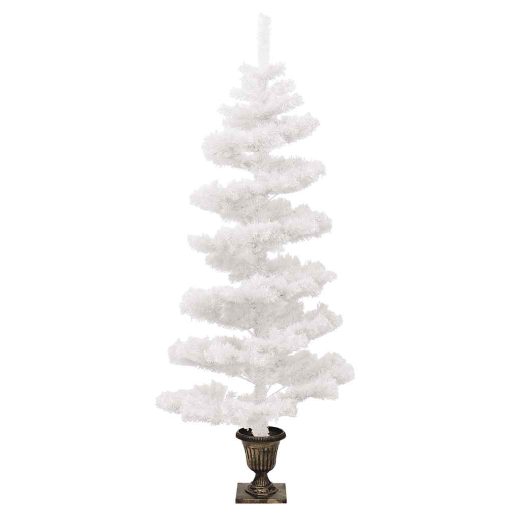vidaXL Swirl Pre-lit Christmas Tree with Pot White 120 cm PVC - 120 x 65 cm