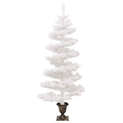 vidaXL Swirl Pre-lit Christmas Tree with Pot White 120 cm PVC - 120 x 65 cm