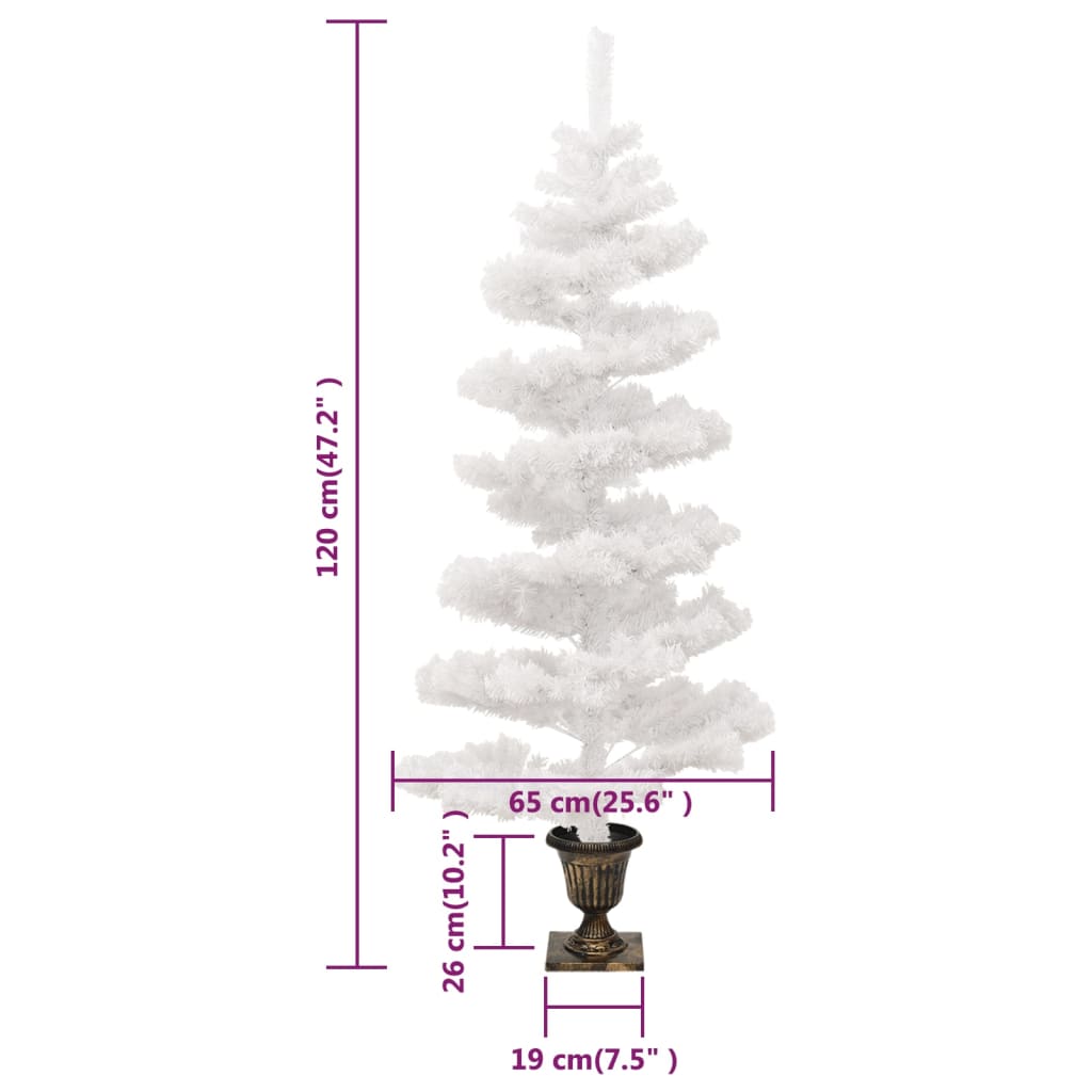 vidaXL Swirl Pre-lit Christmas Tree with Pot White 120 cm PVC - 120 x 65 cm