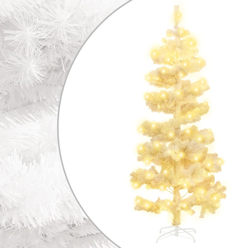 vidaXL Swirl Pre-lit Christmas Tree with Stand White 150 cm PVC - 150 x 80 cm