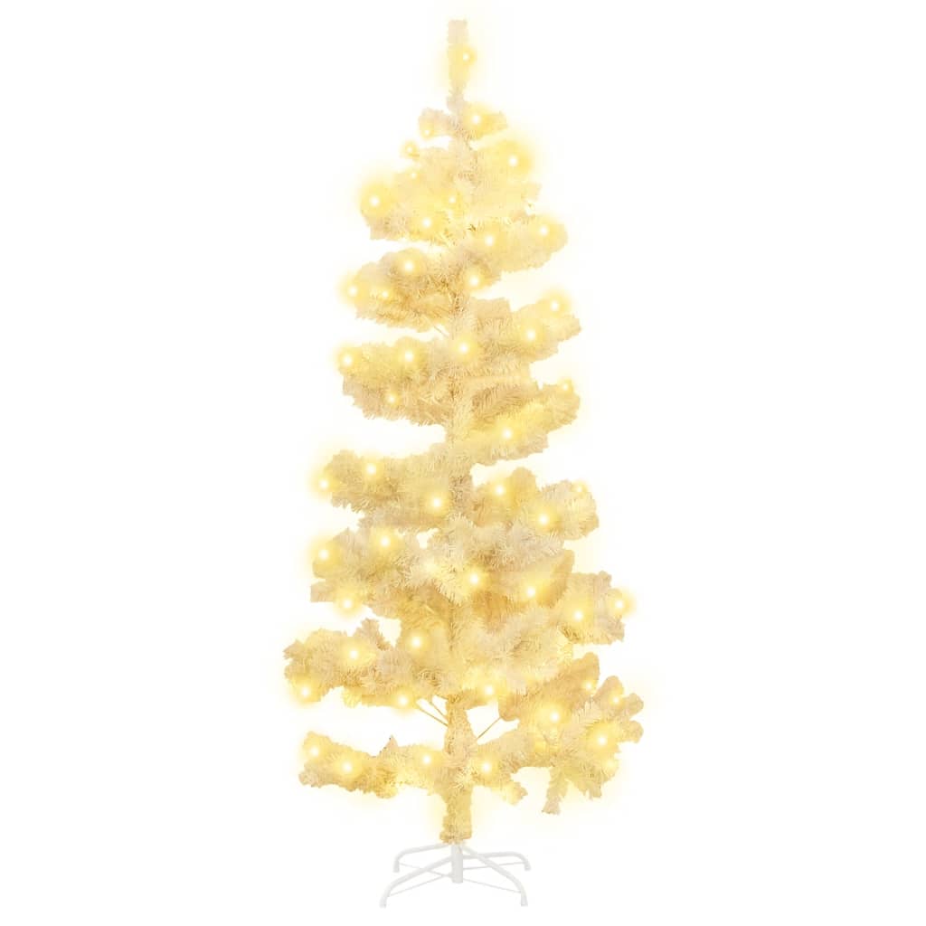 vidaXL Swirl Pre-lit Christmas Tree with Stand White 150 cm PVC - 150 x 80 cm
