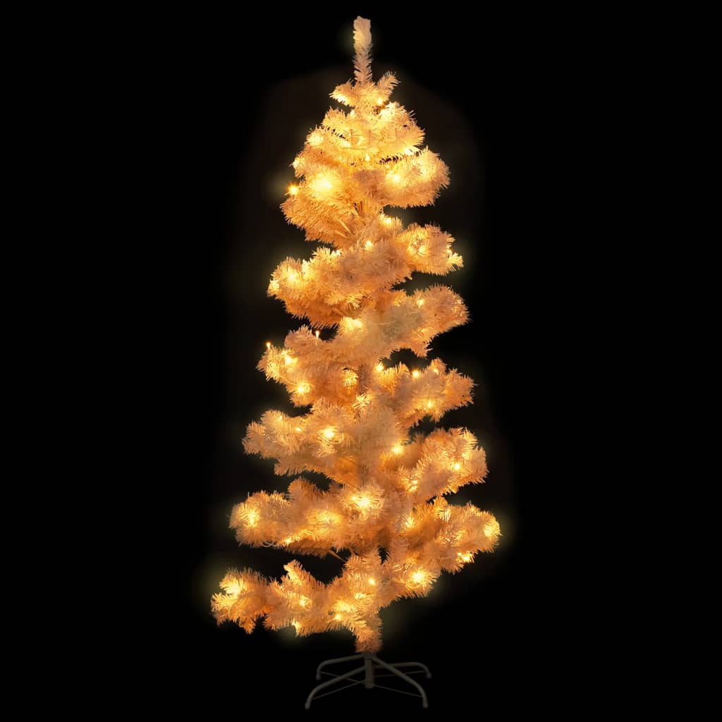 vidaXL Swirl Pre-lit Christmas Tree with Stand White 150 cm PVC - 150 x 80 cm