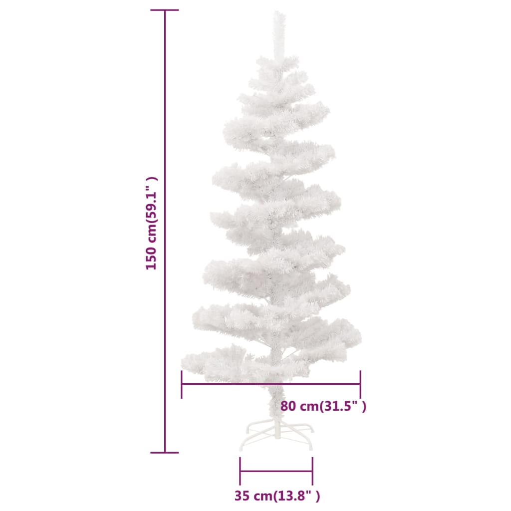 vidaXL Swirl Pre-lit Christmas Tree with Stand White 150 cm PVC - 150 x 80 cm