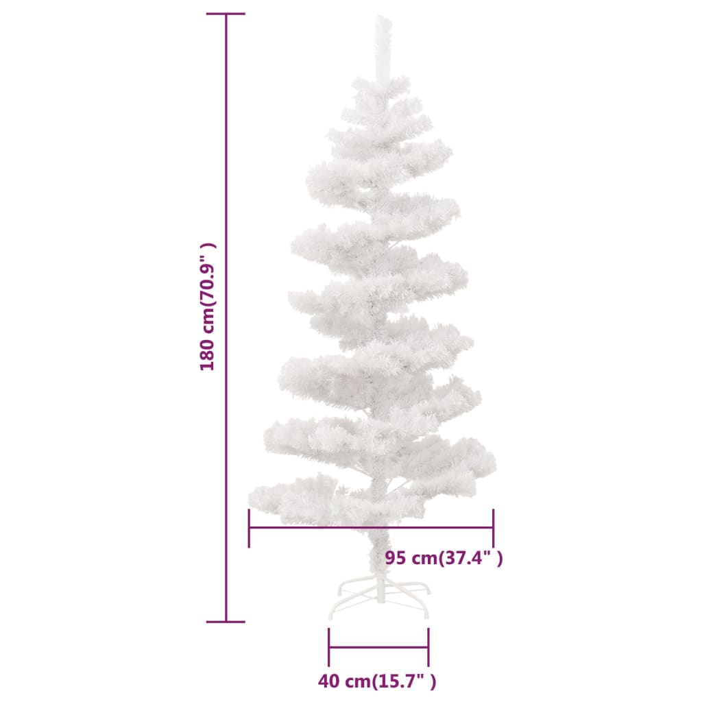 vidaXL Swirl Pre-lit Christmas Tree with Stand White 180 cm PVC - 180 x 95 cm