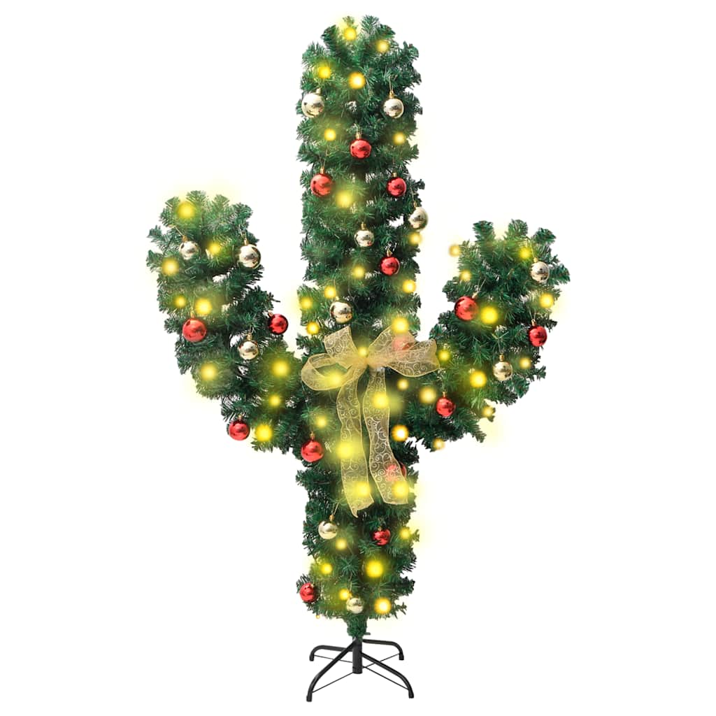 vidaXL Christmas Cactus with Stand and LED Green 150 cm PVC