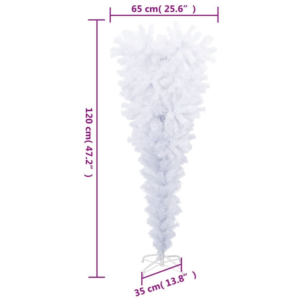vidaXL Upside-down Artificial Christmas Tree with Stand White 120 cm - 120 x 65 cm