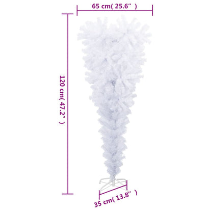 vidaXL Upside-down Artificial Christmas Tree with Stand White 120 cm - 120 x 65 cm
