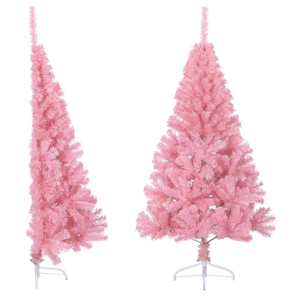 vidaXL Christmas Tree | Pink | PVC, Steel | Tall | Decorative Inlays - 150 cm