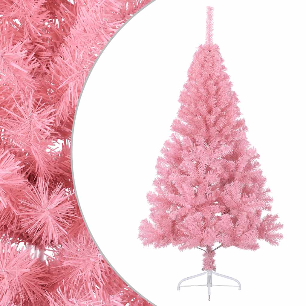 vidaXL Christmas Tree | Pink | PVC, Steel | Tall | Decorative Inlays - 150 cm