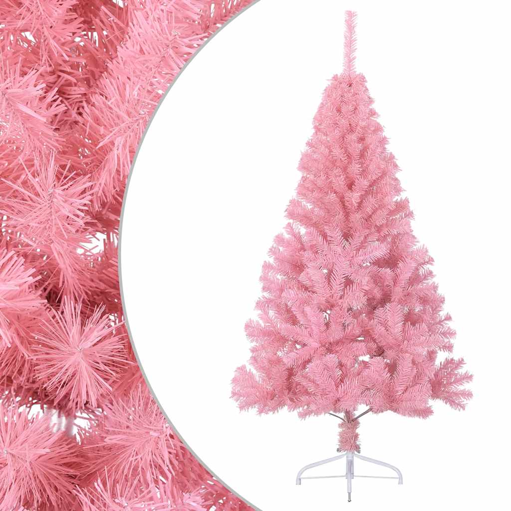 vidaXL Christmas Tree | Pink | PVC, Steel | Tall | Decorative Inlays - 150 cm