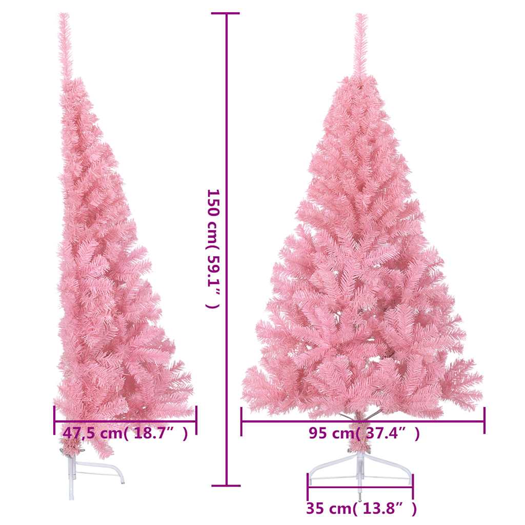 vidaXL Christmas Tree | Pink | PVC, Steel | Tall | Decorative Inlays - 150 cm