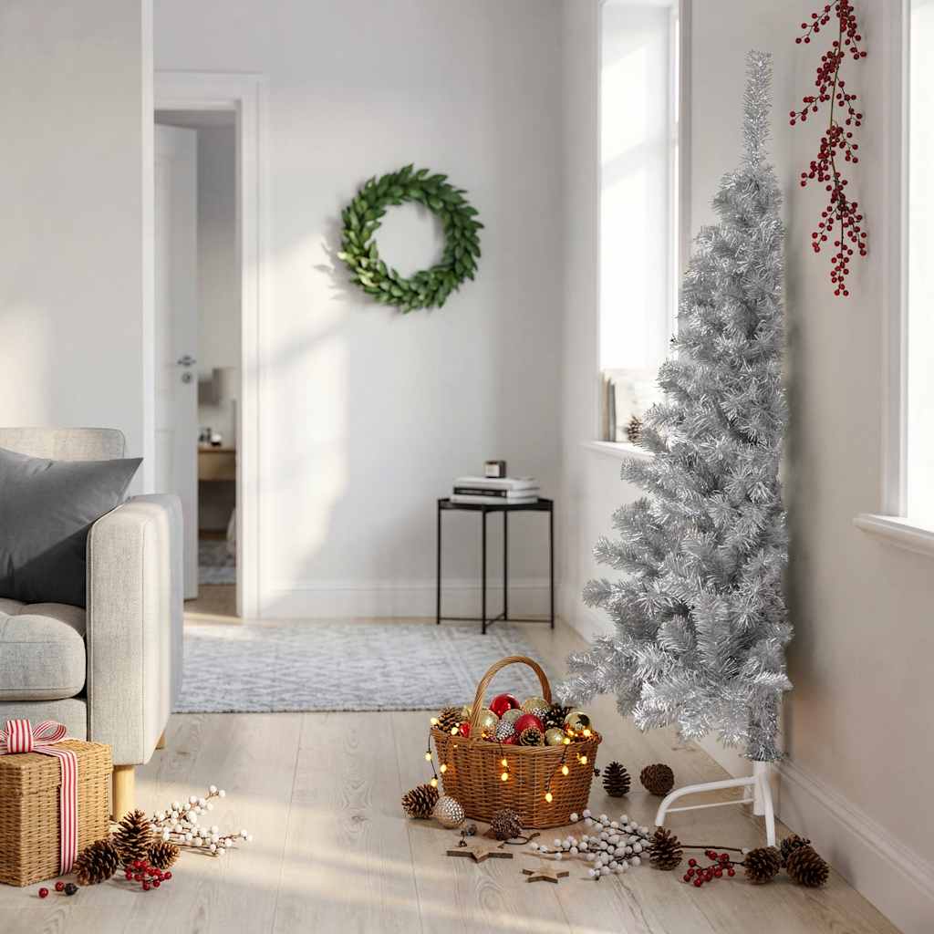 vidaXL Christmas Tree | Pink | PVC, Steel | Tall | Decorative Inlays - 150 cm