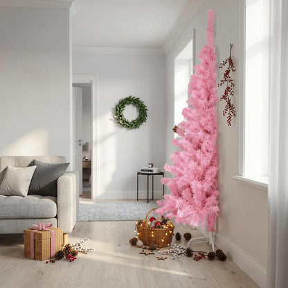 vidaXL Artificial Half Christmas Tree with Stand Pink 240 cm PVC