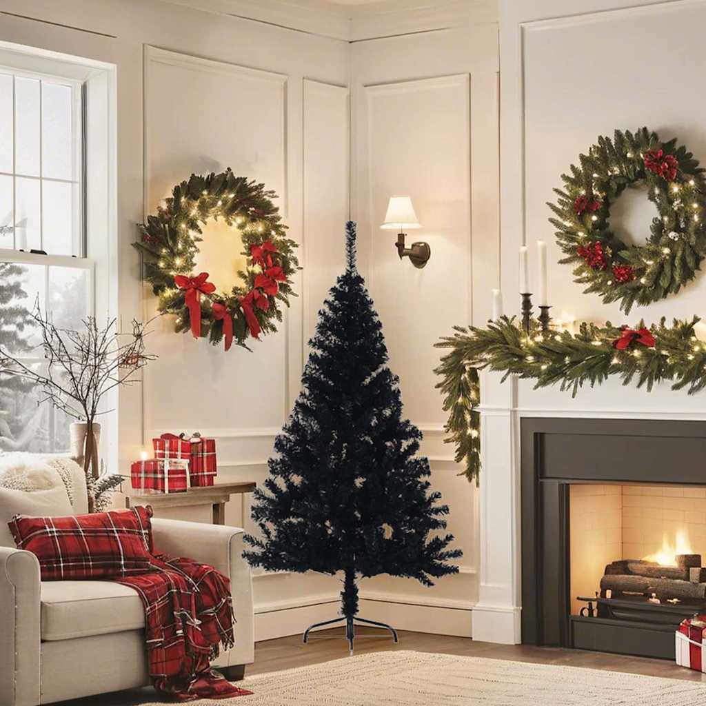 vidaXL Christmas Tree | Black | PVC, steel | Medium | Decorative Inlays - 150 cm