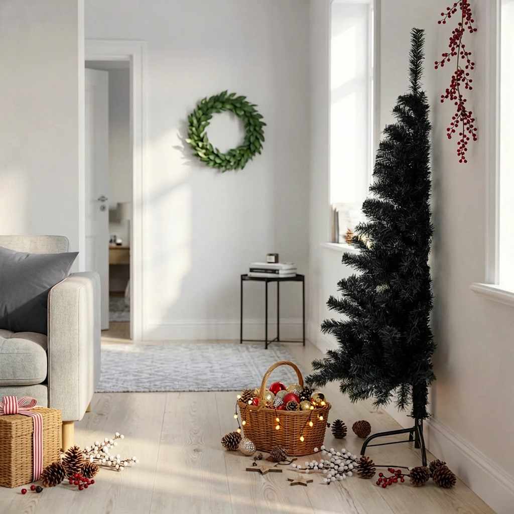 vidaXL Christmas Tree | Black | PVC, steel | Medium | Decorative Inlays - 150 cm