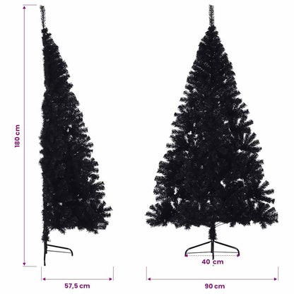 vidaXL Artificial Half Christmas Tree with Stand Black 180 cm PVC
