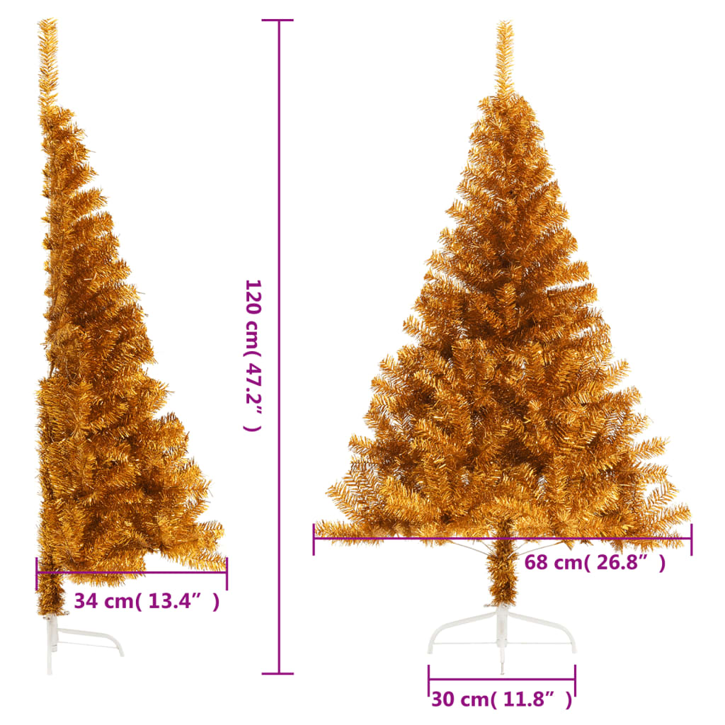 vidaXL Christmas Tree | Gold | PET, Steel | 120 cm tall | Decorative Inlays