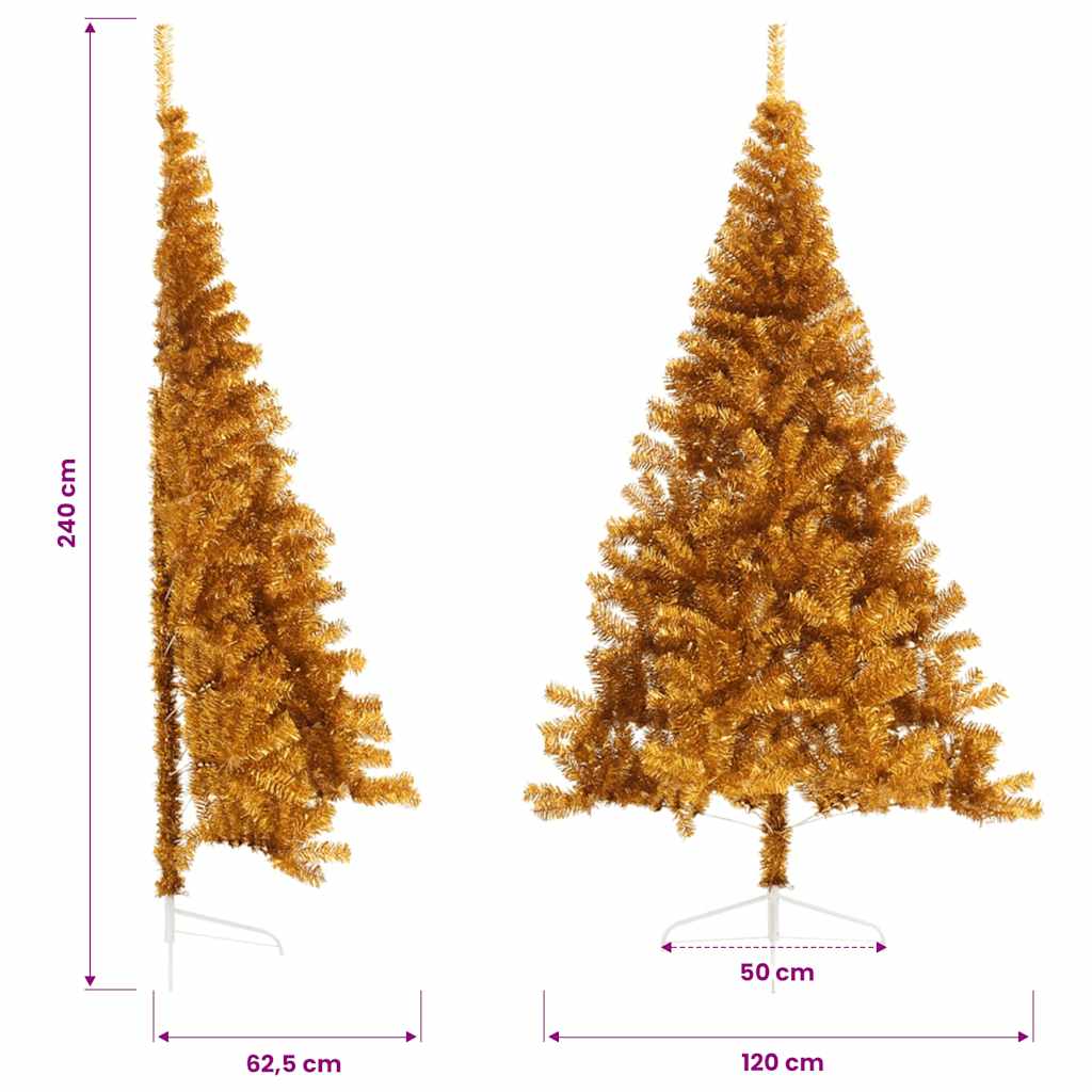 vidaXL Christmas Tree | Gold | PET | Large | Durable | Christmas Tree - 240 cm
