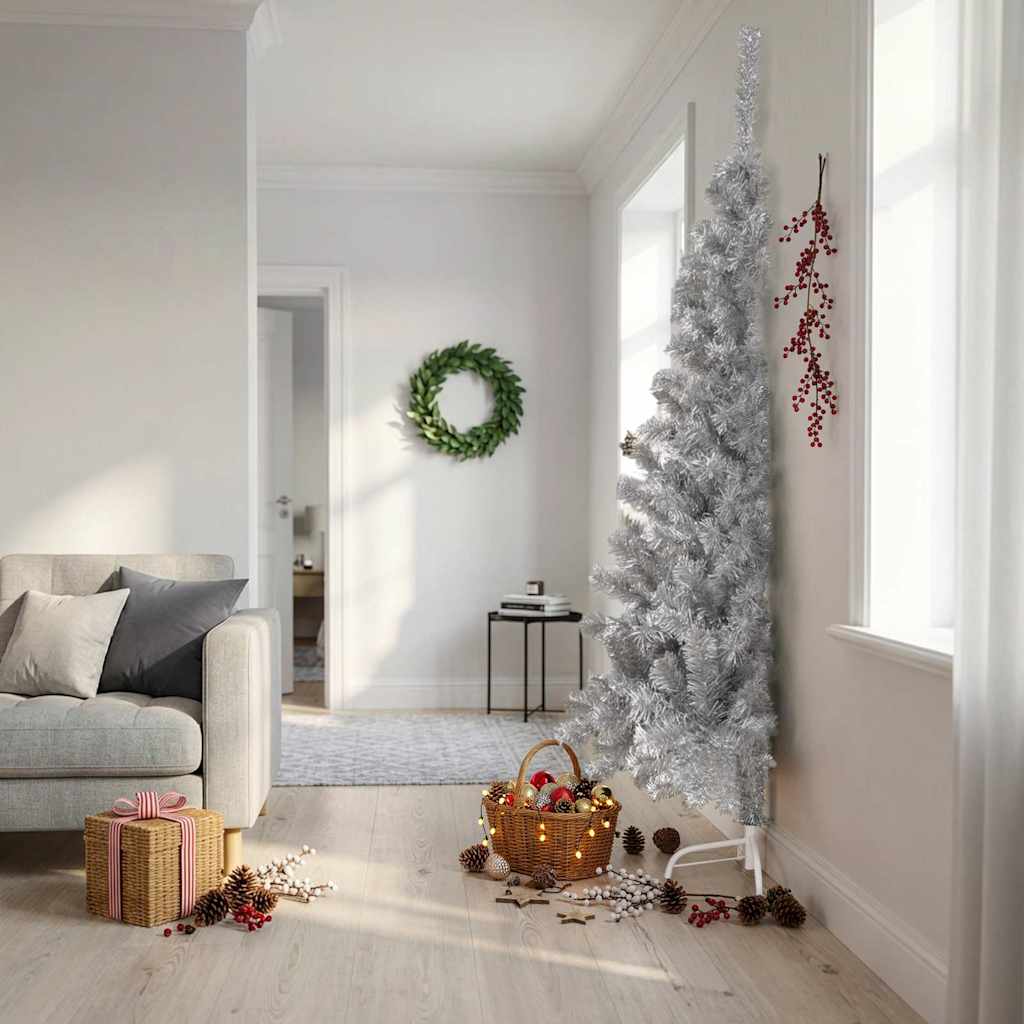 vidaXL Christmas Tree | Silver | PET | Large | Christmas Tree | Cone-shaped - 210 cm