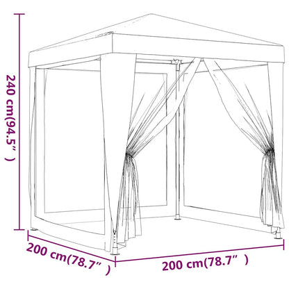 vidaXL Party Tent with 4 Mesh Sidewalls Blue 2x2 m HDPE