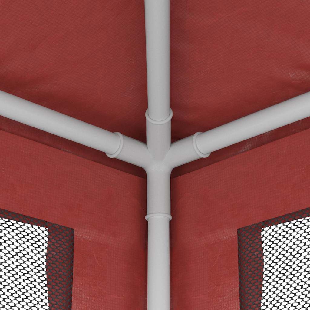 vidaXL Party Tent with 4 Mesh Sidewalls Red 2x2 m HDPE