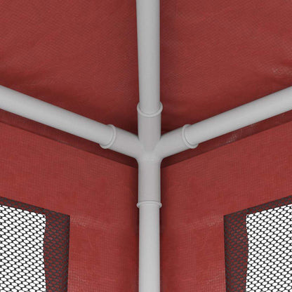 vidaXL Party Tent with 4 Mesh Sidewalls Red 2x2 m HDPE