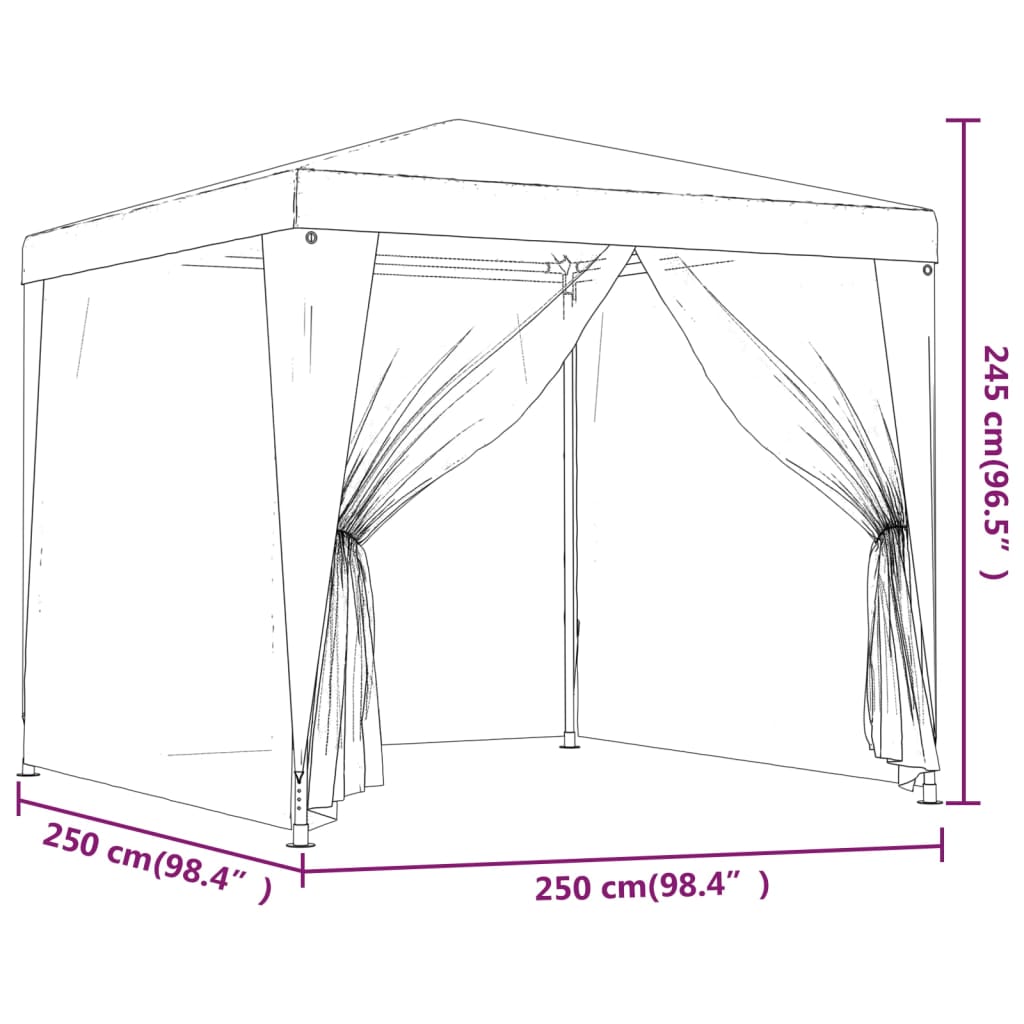 vidaXL Party Tent with 4 Mesh Sidewalls Green 2.5x2.5 m HDPE
