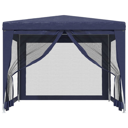 vidaXL Party Tent with 4 Mesh Sidewalls Blue 3x3 m HDPE