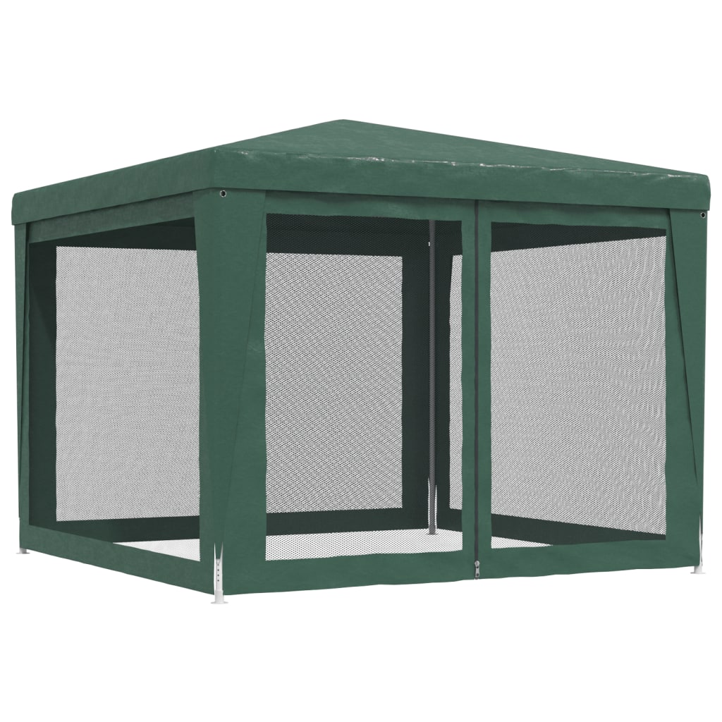 vidaXL Party Tent with 4 Mesh Sidewalls Green 3x3 m HDPE