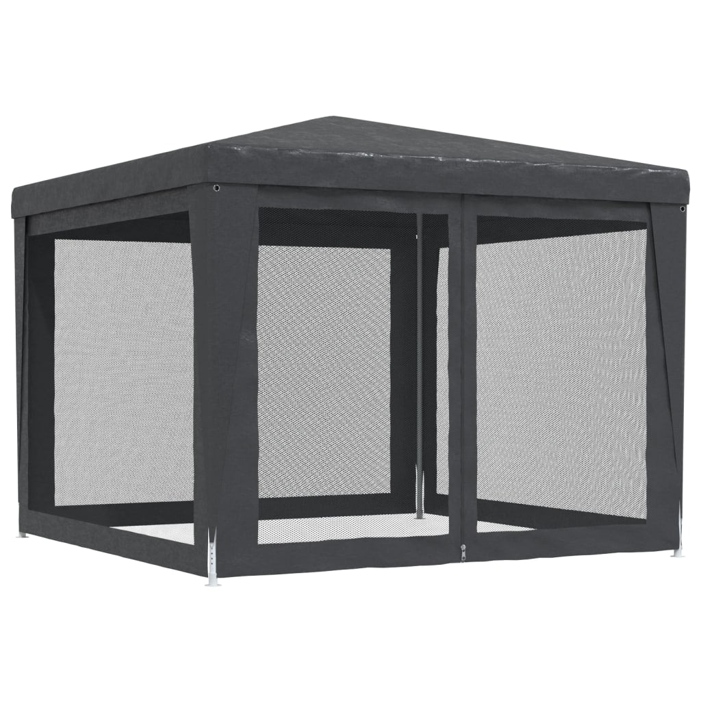vidaXL Party Tent with 4 Mesh Sidewalls Anthracite 3x3 m HDPE
