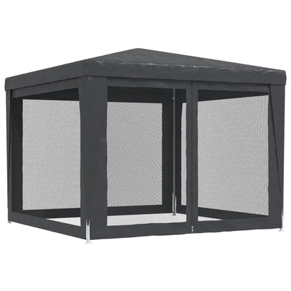 vidaXL Party Tent with 4 Mesh Sidewalls Anthracite 3x3 m HDPE