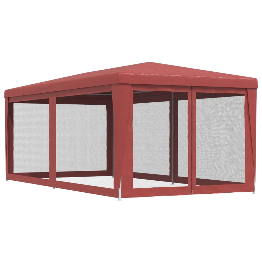 vidaXL Party Tent with 6 Mesh Sidewalls Red 3x6 m HDPE
