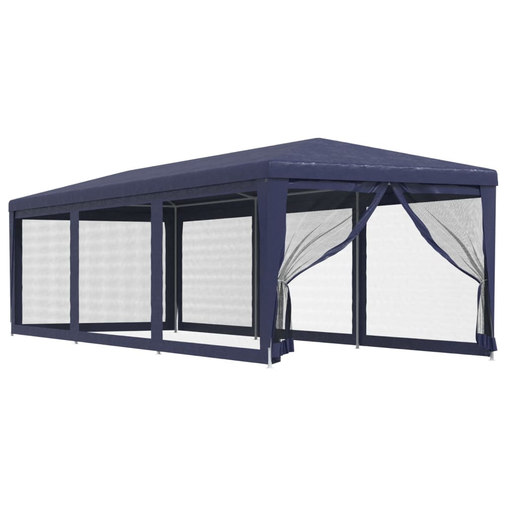 vidaXL Party Tent with 8 Mesh Sidewalls Blue 3x9 m HDPE