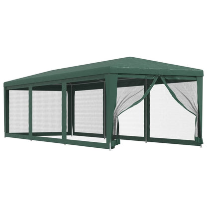 vidaXL Party Tent with 8 Mesh Sidewalls Green 3x9 m HDPE