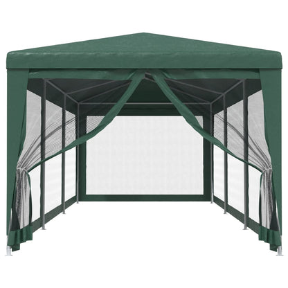 vidaXL Party Tent with 8 Mesh Sidewalls Green 3x9 m HDPE