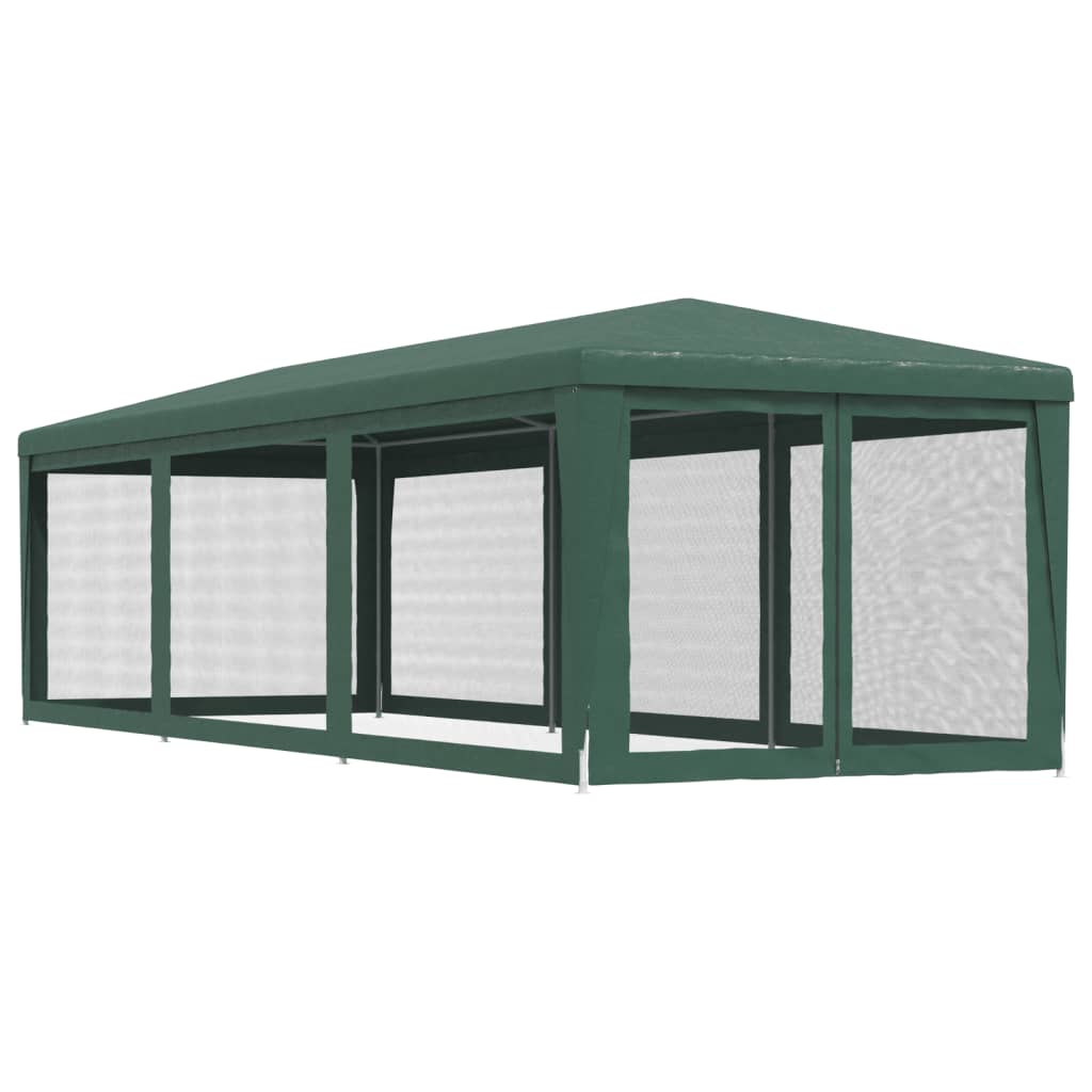 vidaXL Party Tent with 8 Mesh Sidewalls Green 3x9 m HDPE